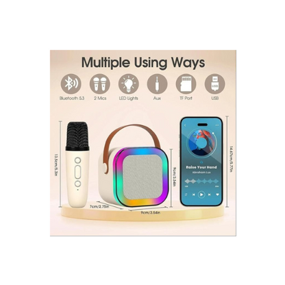 Bluetooth Speaker with Mini Wireles Mic, 8hrs playback ,RGB Lights with Changing Modes, 6 W Bluetooth Speaker  (Purple, 5.1 Channel)