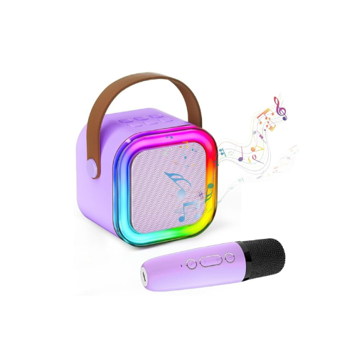 Bluetooth Speaker with Mini Wireles Mic, 8hrs playback ,RGB Lights with Changing Modes, 6 W Bluetooth Speaker  (Purple, 5.1 Channel)