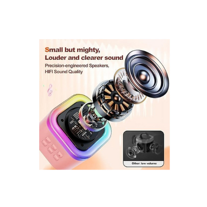 Bluetooth Speaker with Mini Wireles Mic, 8hrs playback ,RGB Lights with Changing Modes, 6 W Bluetooth Speaker  (Purple, 5.1 Channel)